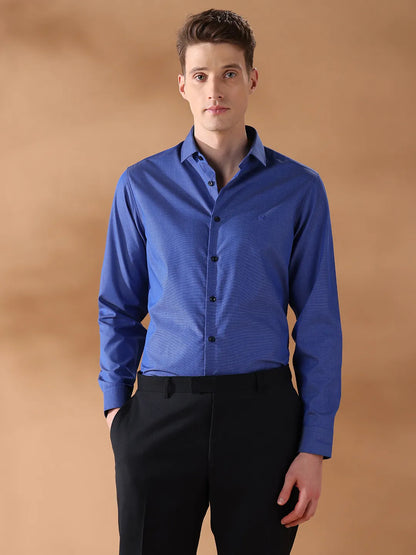 Blue Regular Fit Solid Formal Shirt for Men (LUKA)