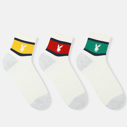 Men’s Playboy Themed Ribbed High Ankle Socks SocksXpress