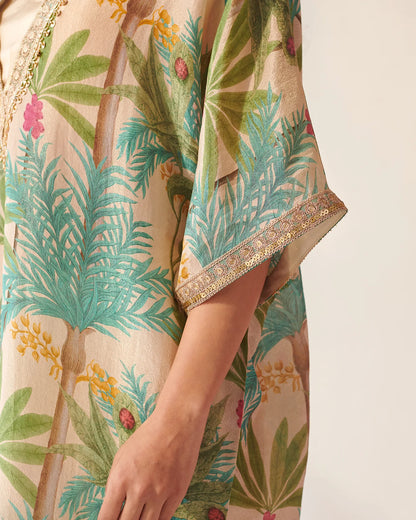 Off White Foliage Print kurta set Set