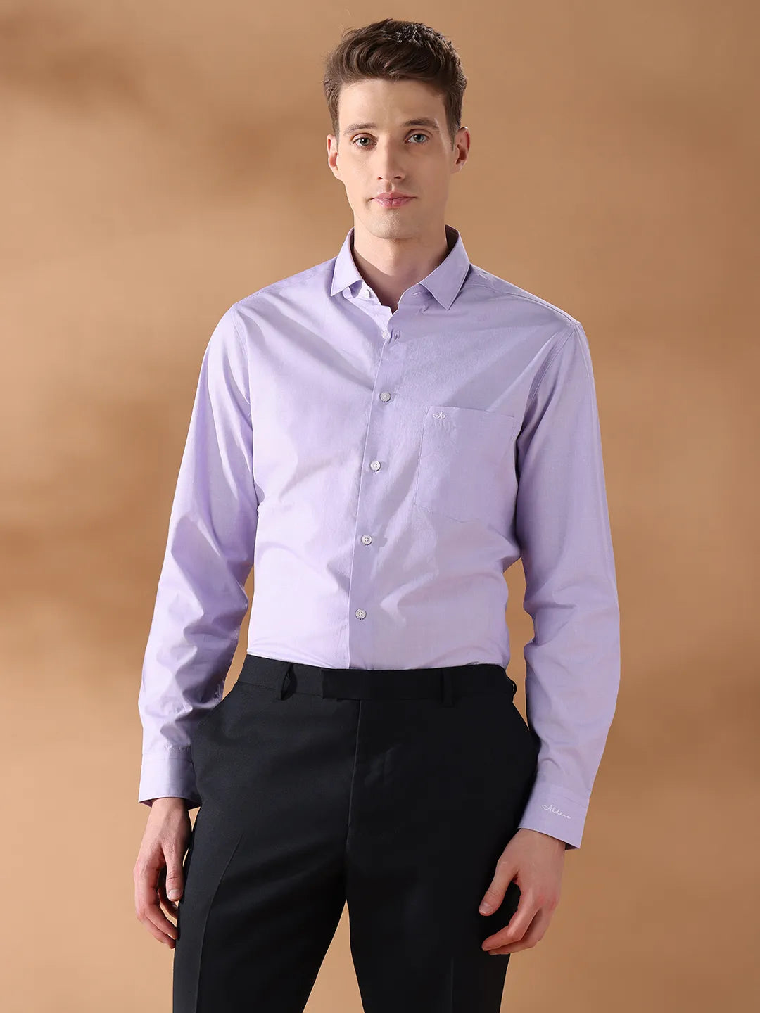 Lavender Regular Fit Solid Formal Shirt for Men (MICA)