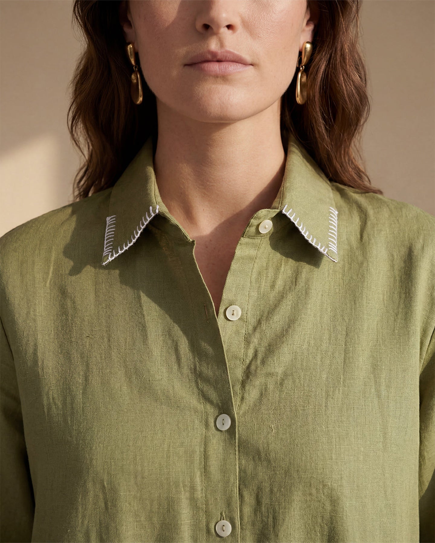 Green Linen Shirt Dress