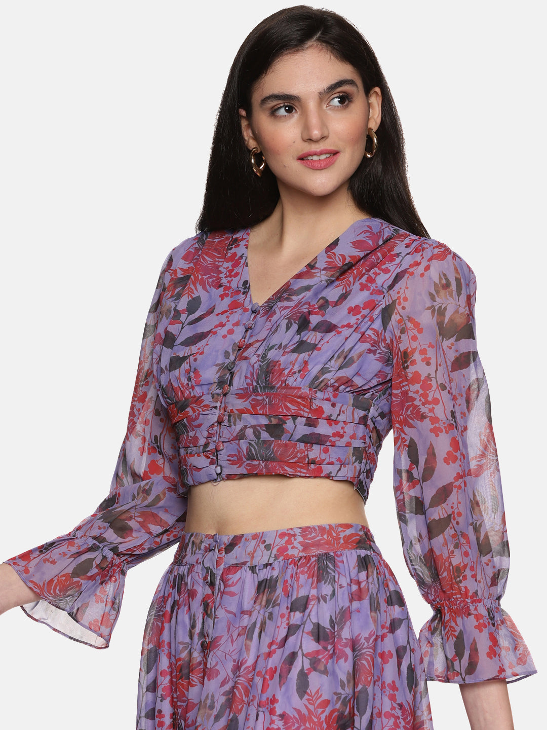 Buy V-Neck Crop Top For Women In Lavender 