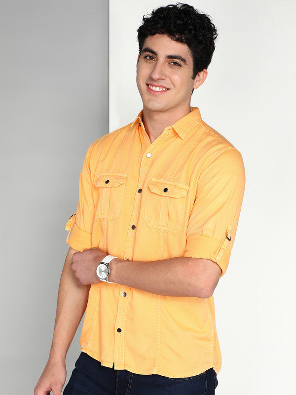 Kuons Avenue Men's Mango Cotton Twill Casual Shirt