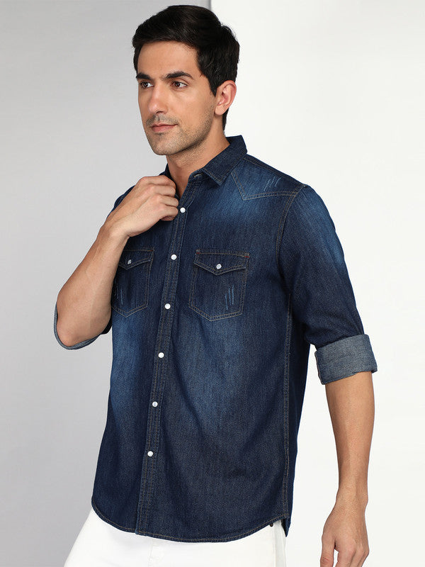 Kuons Avenue Men's Dark Denimax Blue Denim Casual Shirt