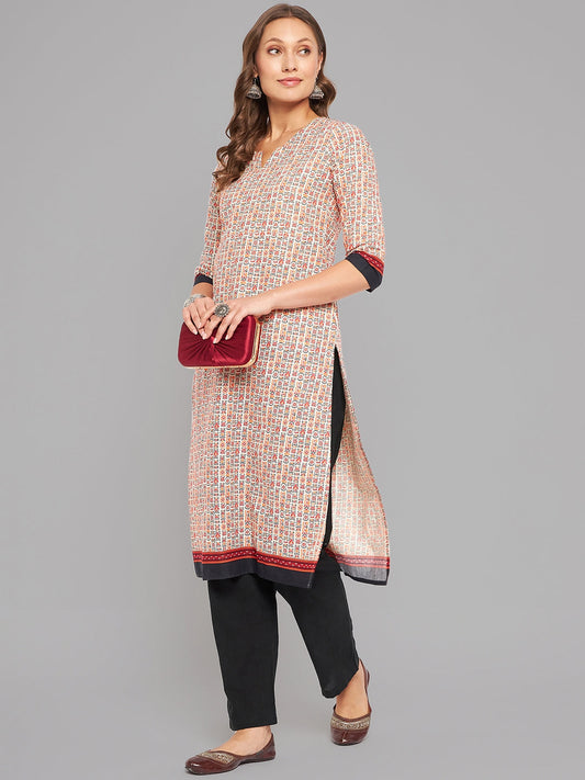 Women Multicolor Printed Straight Kurta Krya