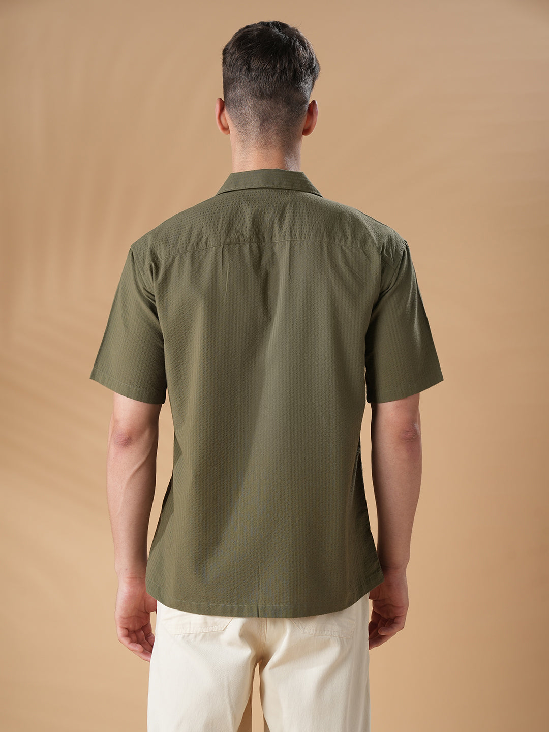 Olive Green Regular Fit Casual Cotton Shirt for men (CURAT)