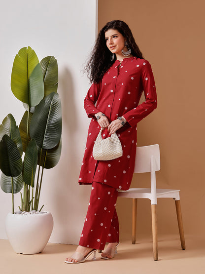 Barara Women’s Red Polka Dot Kurta Set