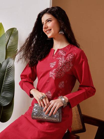 Barara Women’s Peach Embroidered Kurta