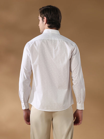 White Regular Fit Casual Cotton Shirt for men (CURVO)