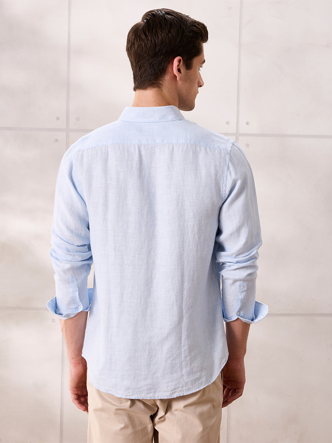 Blue Regular Fit Formal Linen shirt for men (ELISO)