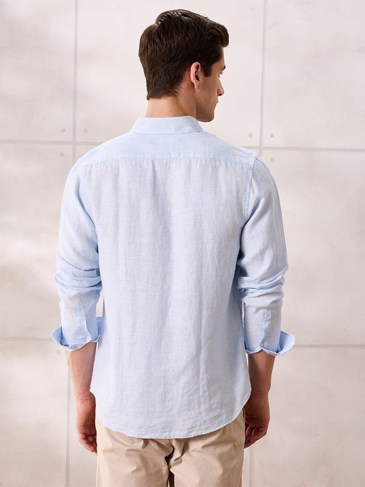Blue Regular Fit Formal Linen shirt for men (ELISO)
