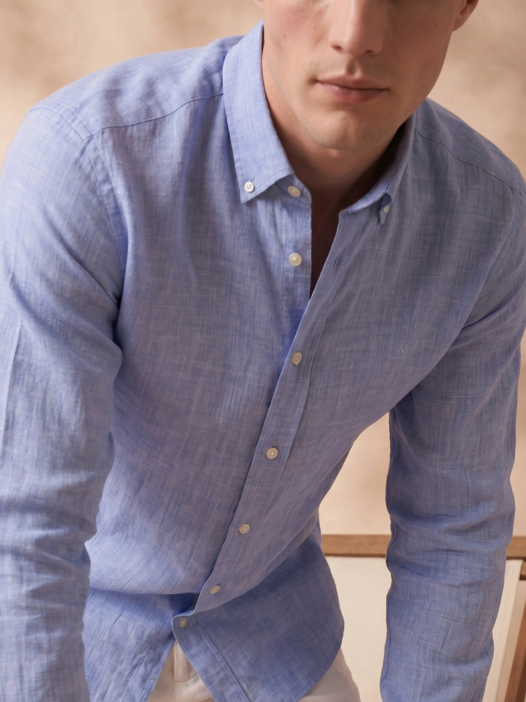 Regular Fit Blue Linen Solid Casual Shirt for Men(LARIA)
