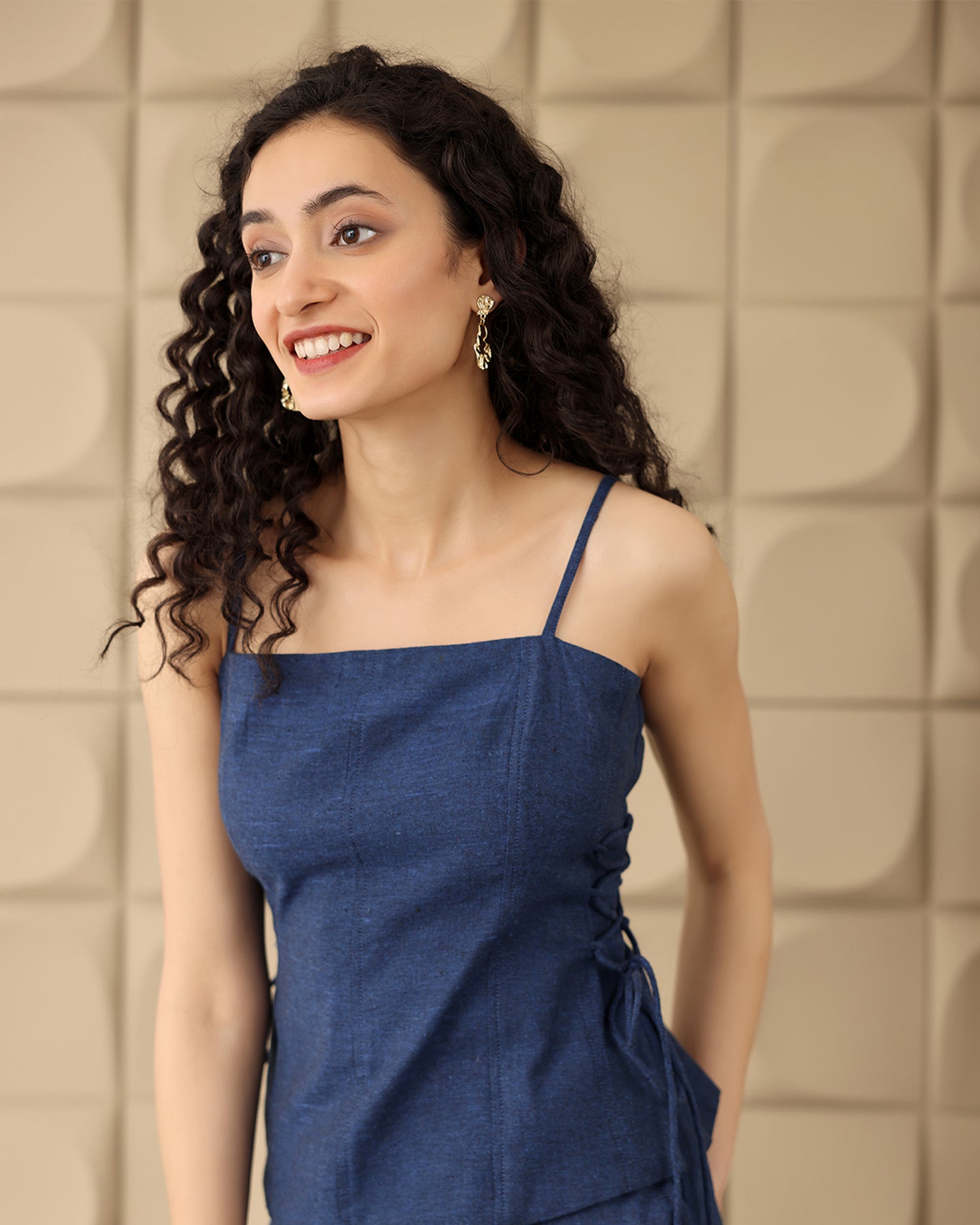 Navy Cotton Strappy Co-ord Set