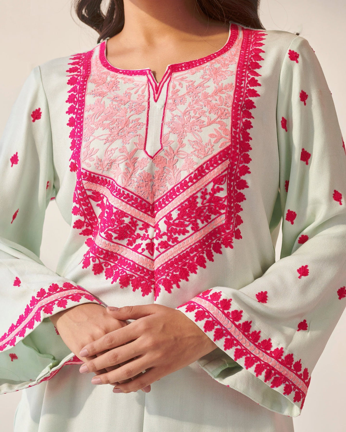 Pastel Blue Pashmina Kurta Set