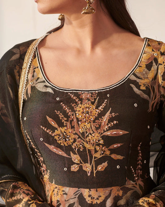 Black Mythical Floral Suit Set