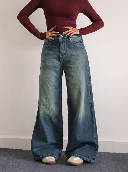 Twilight Green Tinted Ultra Wide Leg Jeans