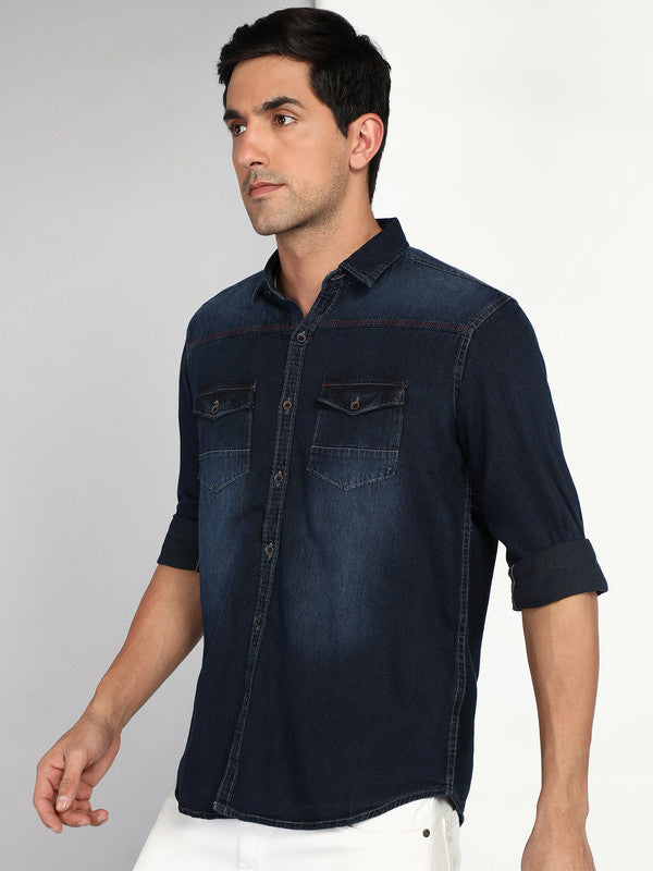 Kuons Avenue Men's Midnight Blue Denim Casual Shirt