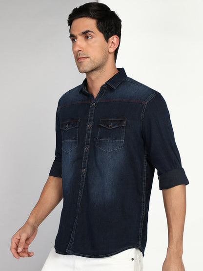 Kuons Avenue Men's Midnight Blue Denim Casual Shirt