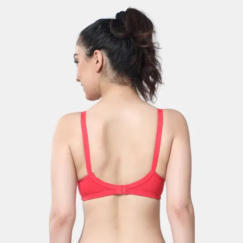 Red t shirt lace bra Envie non wired non padded full coverage seamless lace bra invisible under clothes daily wear