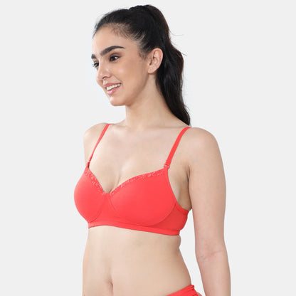 Envie Padded Non-Wired 3/4th Coverage T-Shirt Lace Bra