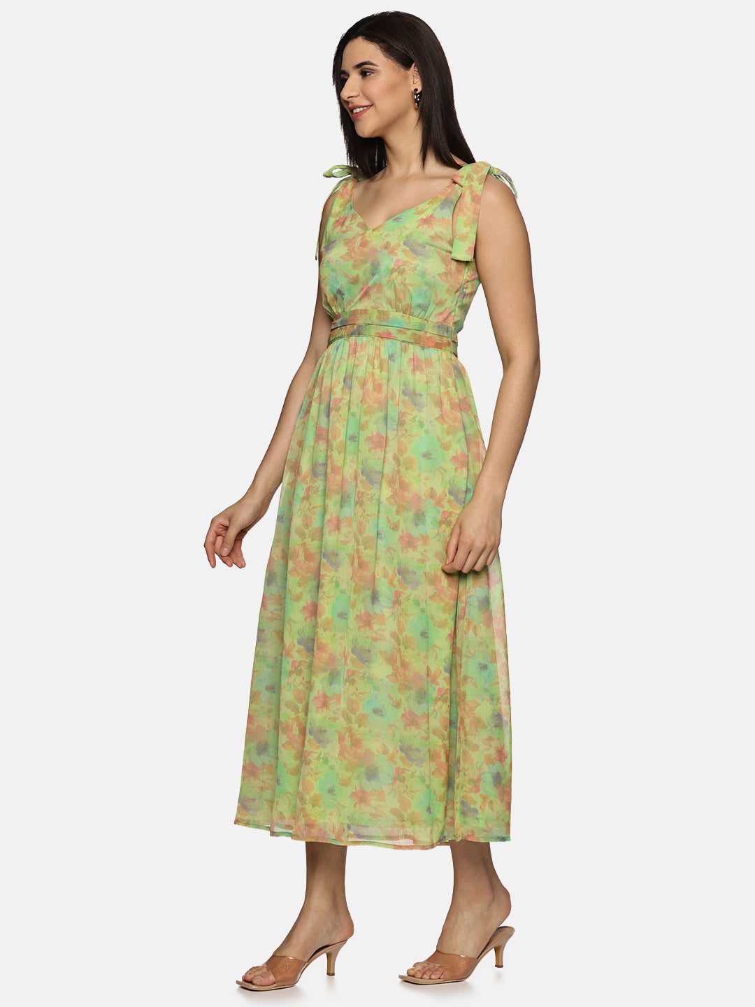 Buy Green Maxi Dress For Women In V-Neck