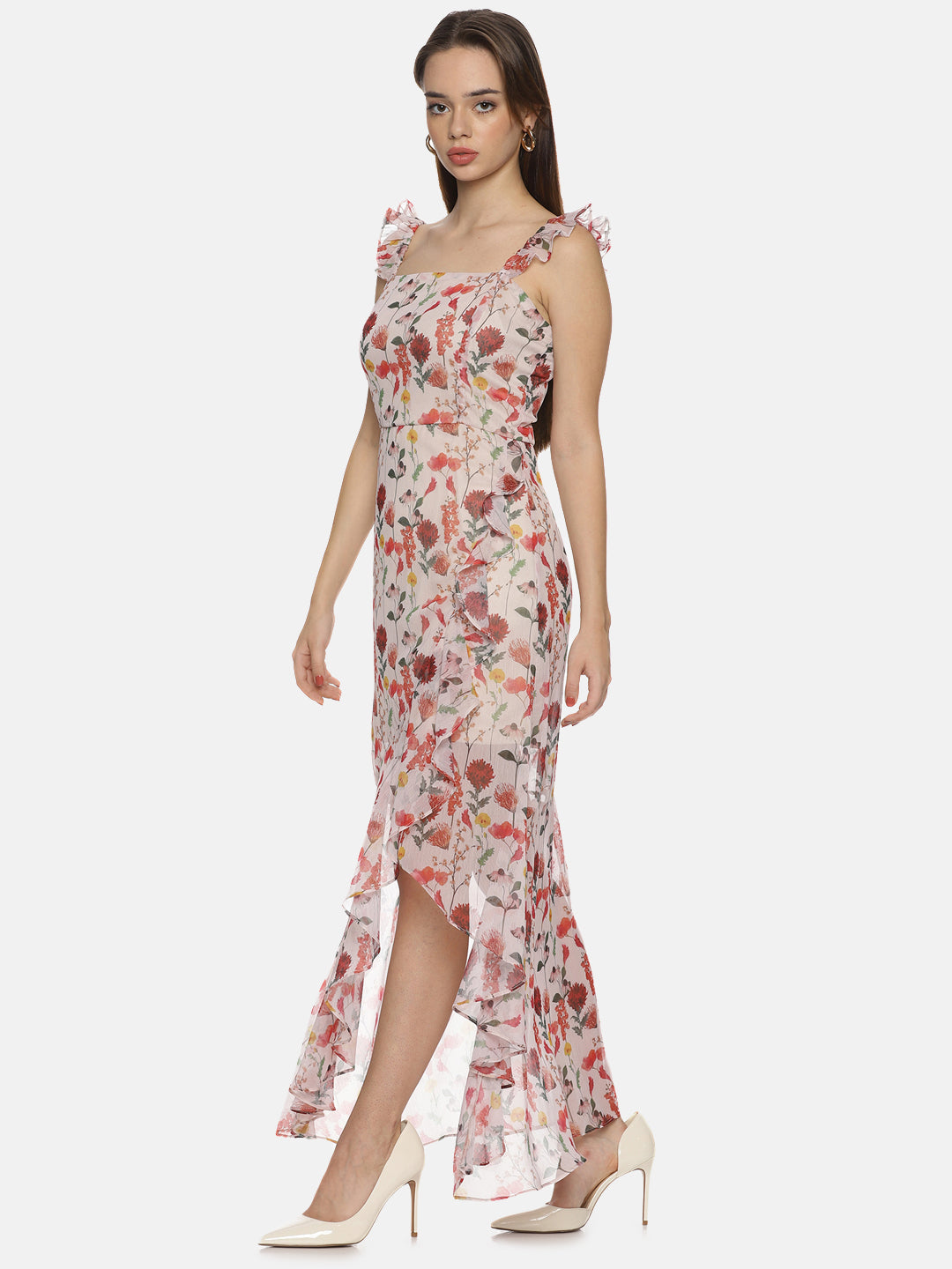 Buy Multicolor High Low Dress For Women In Off-White