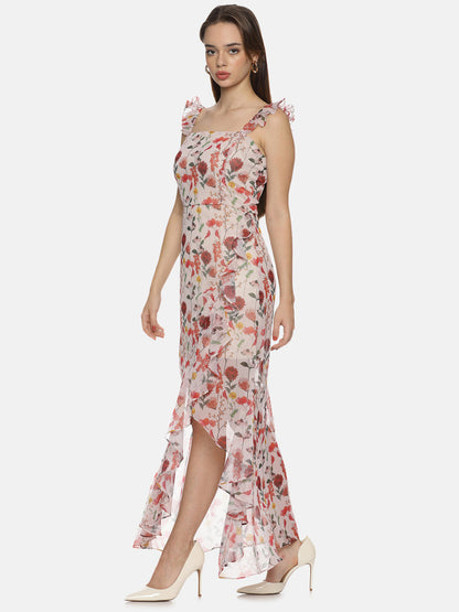 Buy Multicolor High Low Dress For Women In Off-White