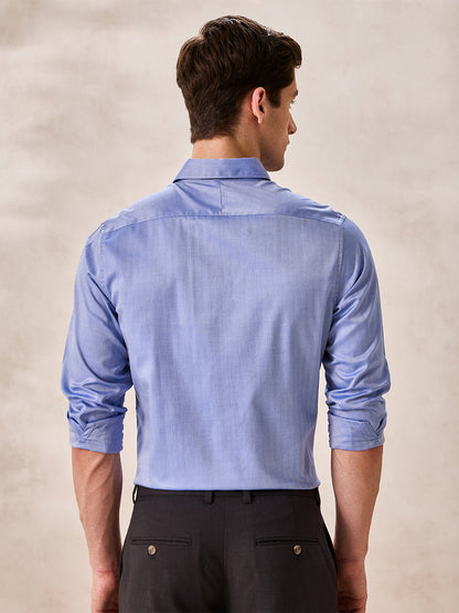Blue Regular Fit Striped Formal Cotton Shirt for Men (CIRNO)