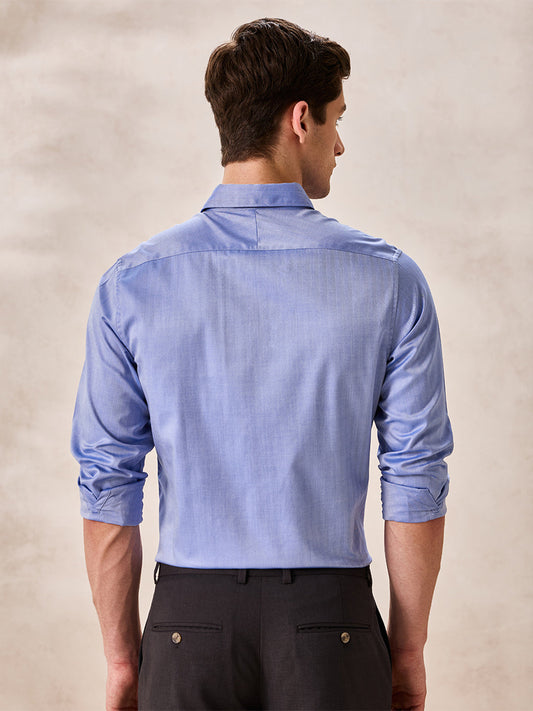 Blue Regular Fit Striped Formal Cotton Shirt for Men (CIRNO)