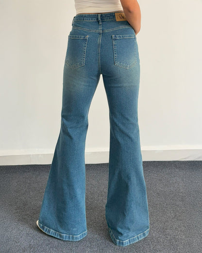 Premium Blue Vintage Washed Bootcut Jeans