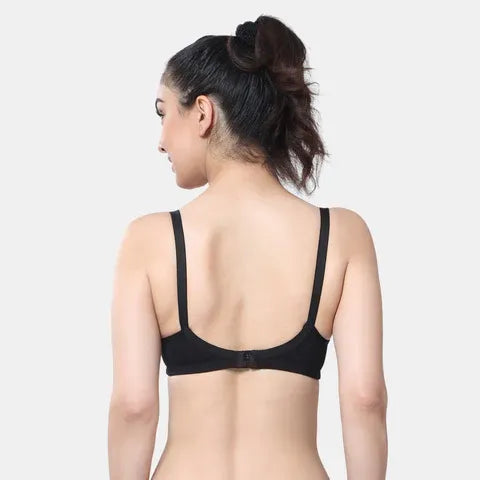 Black t shirt lace bra Envie non wired non padded full coverage seamless lace bra invisible under clothes daily wear