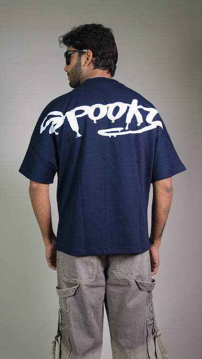 Midnight Spooky Navy Men’S Oversized T-Shirt Rustlines
