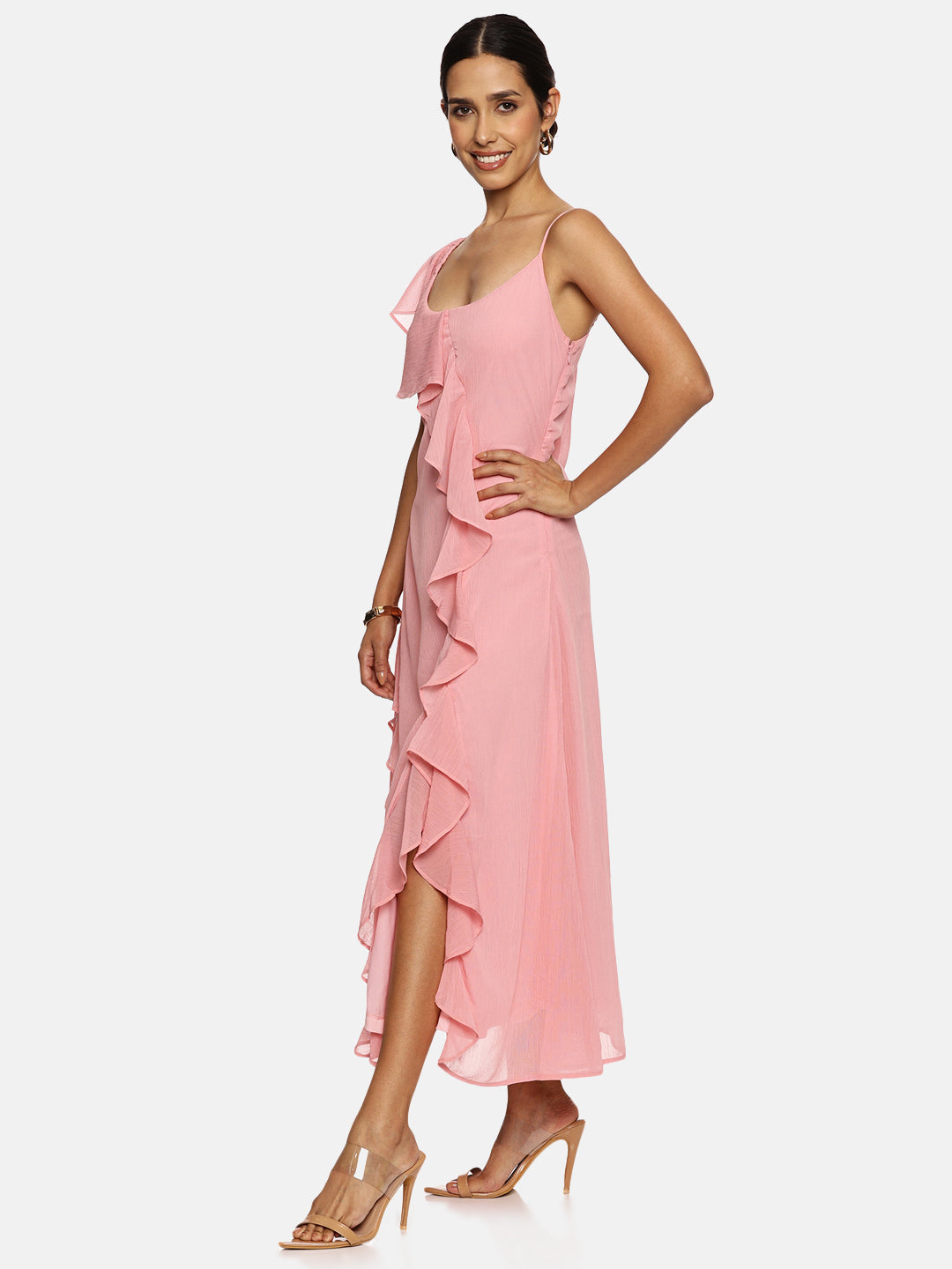 IS.U Peach Ruffle Maxi Dress