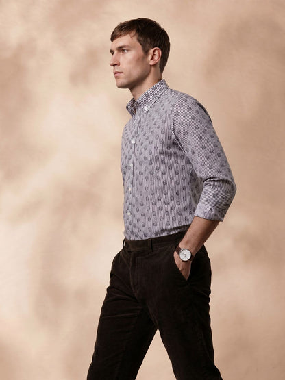 Regular Fit Cotton Brown Casual Shirt for Men (HEDON)
