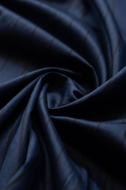 Navy Blue Regular Fit Striped Formal Cotton Blend Shirt for Men (LIVIA)