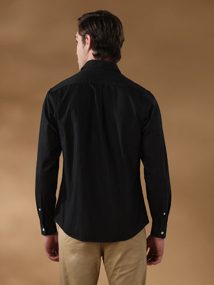 Black Regular Fit Casual Denim Shirt for men (LIRRA)