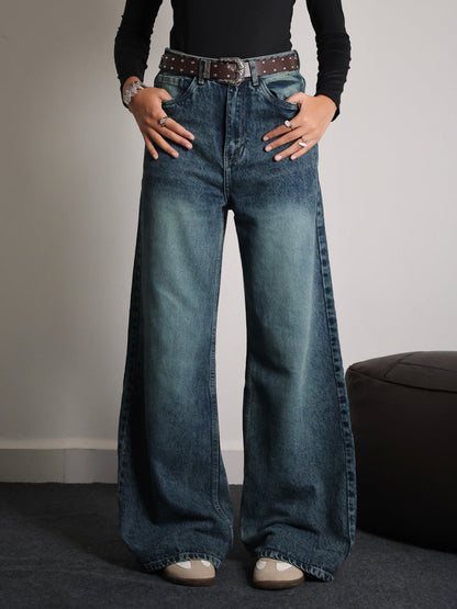 Galaxy Blue Washed Super Wide Leg Jeans