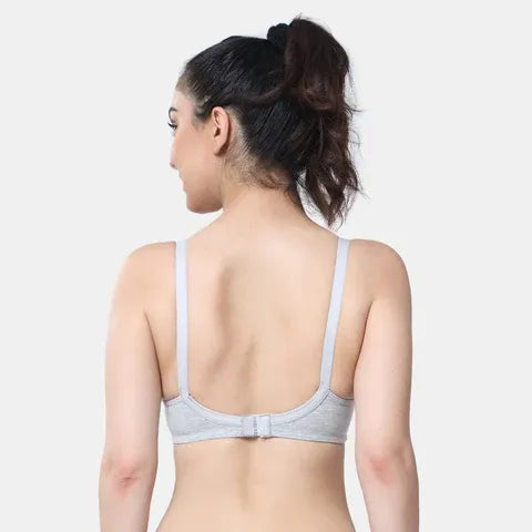 Seamless grey melange lace bra Envie full coverage non wired non padded lightweight comfortable bra for women