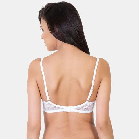 Envie white non padded non wired full coverage minimiser lace bra for everyday comfort