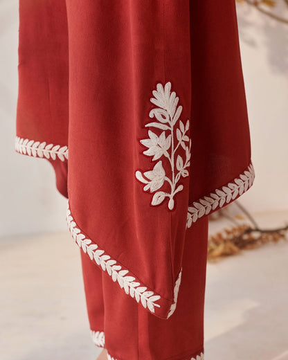 Maroon Pashmina Kurta Set