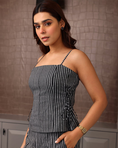 Black Cotton Strappy Co-ord Set