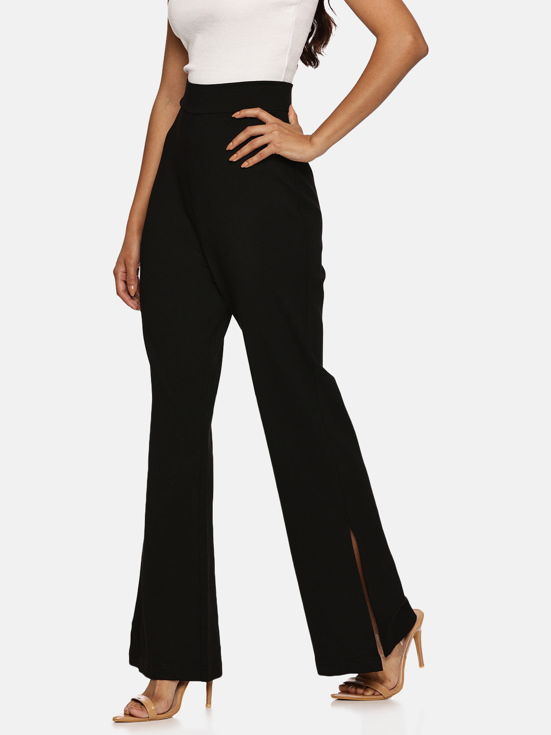 IS.U Black Flared Slit Pant