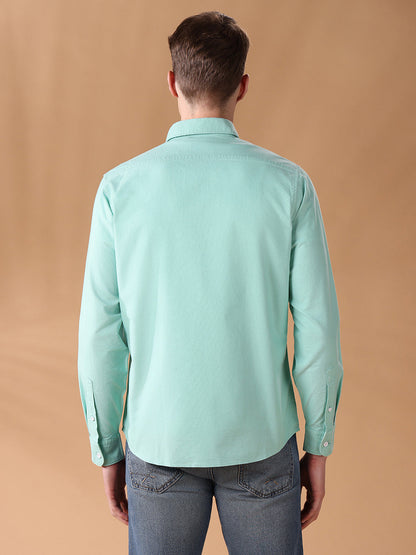 Green Regular Fit Solid Casual Shirt for Men (ADRON)