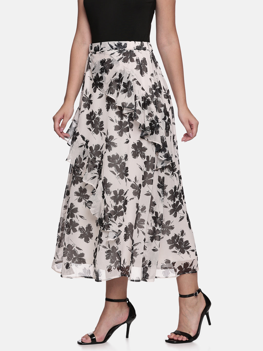 IS.U Floral Off White Skirt and Top Co-ord set