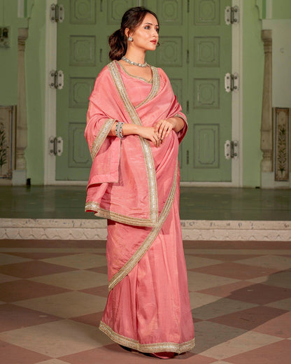 Rose Tissue Saree Set