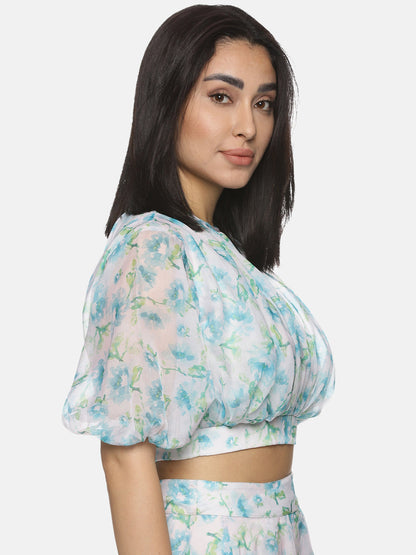 Buy Half Sleeve Puffed Crop Top For Women