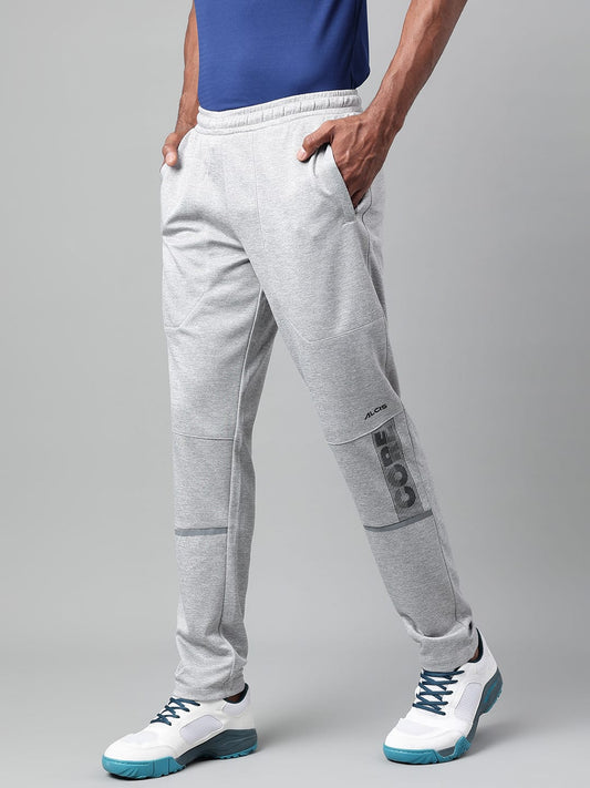 Alcis Men's Light Grey Melange Anti-Static Drytech+ Slim-Fit Training Track Pants
