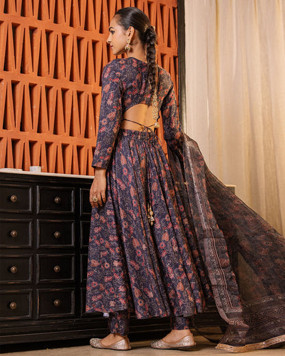 Charcoal Blue Kalamkari Suit Set