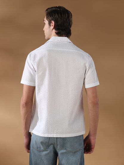 White Regular Fit Casual Cotton Shirt for men (AMENO)