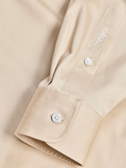 Regular Fit Satin Cream Casual Shirt for Men (SEWEN)